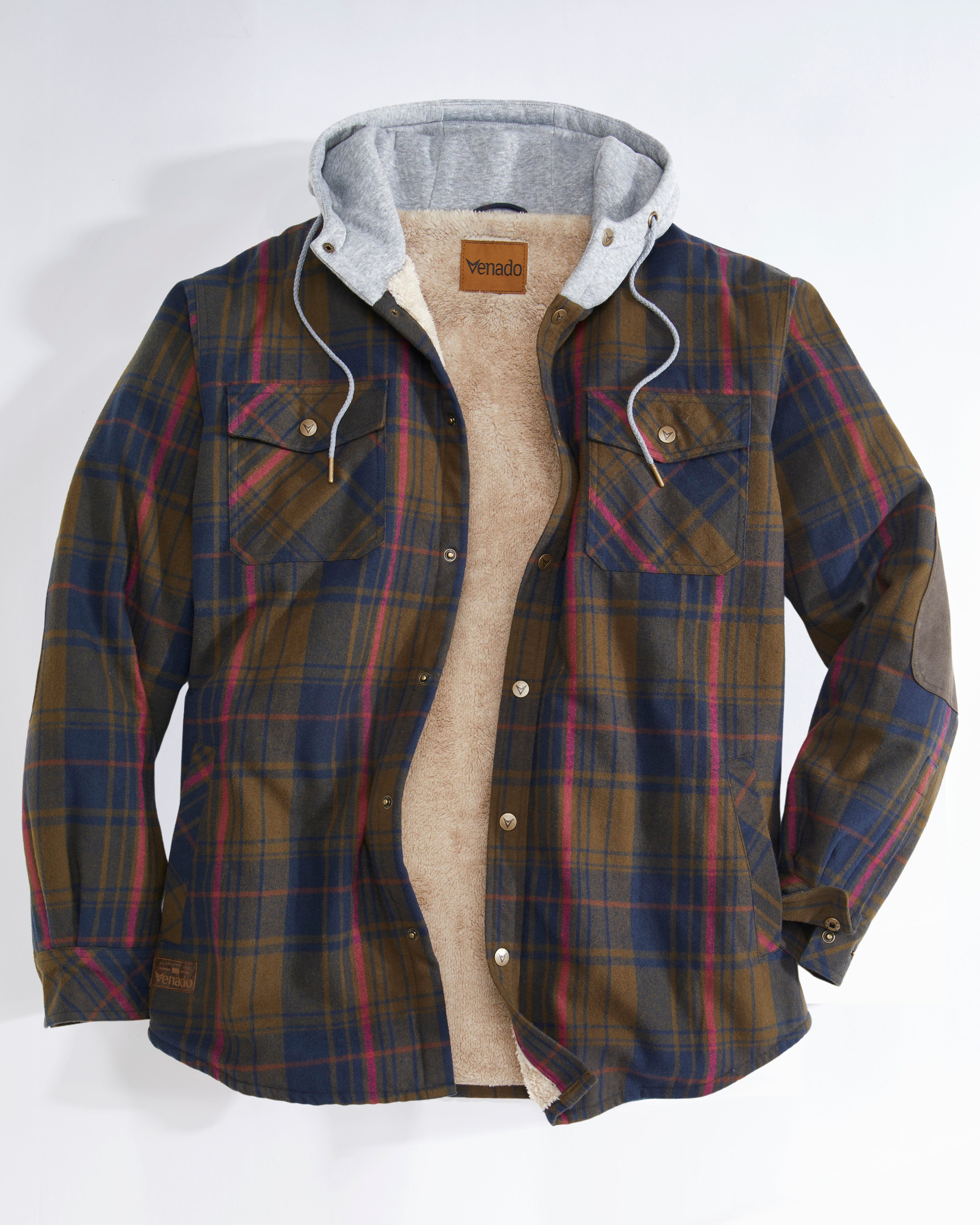 Men's camp night berber lined hooded flannel best sale